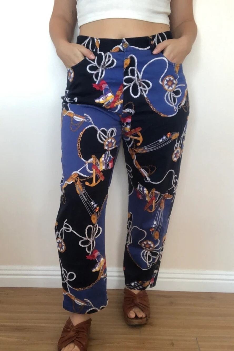 Lauren Ralph Lauren Blue Nautical Pants Anchor Sailing Preppy Women's size 12